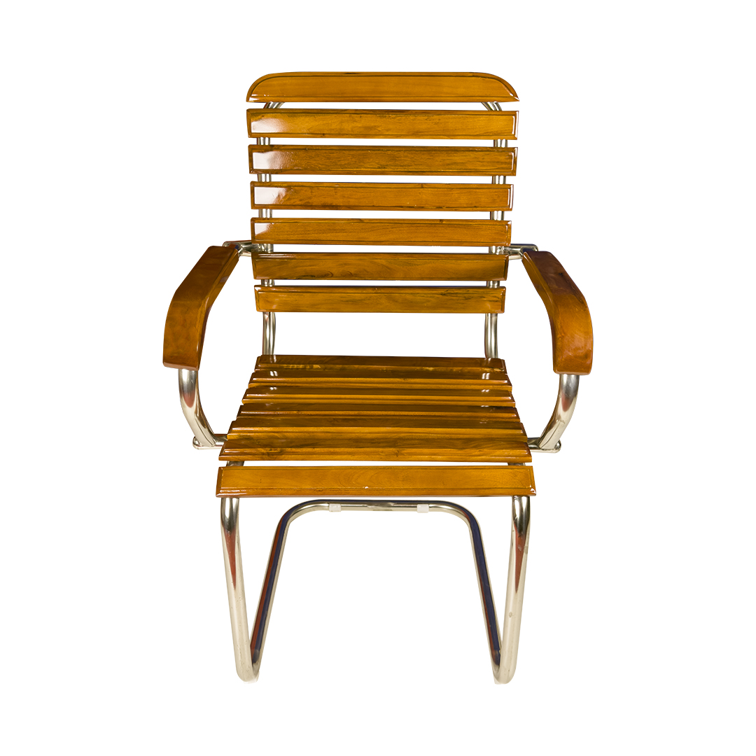 Premium Wooden Visitor Chair with SS Frame & Armrest.