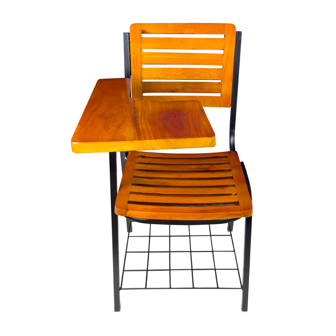 Classroom Study Chair with MS Steel Frame & Wooden Writing Pad.