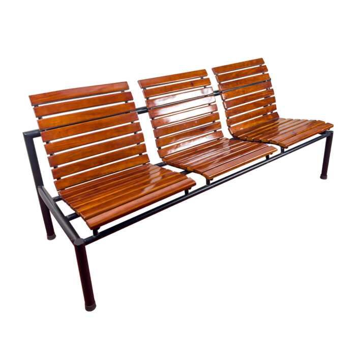 3-Seater Wooden Waiting Room Chair with Steel Frame.